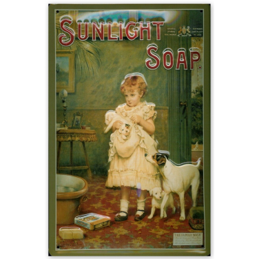 Sunlight Soap girl &amp; dogs-(20 x 30cm)