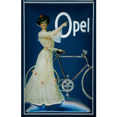 Opel - lady with bicycle-(20x 30cm)